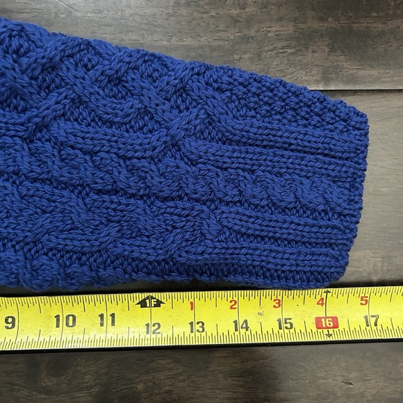 Aran Crafts Sweater Womens Medium Irish Cable Knit Button Front Cardigan Blue - Picture 8 of 12